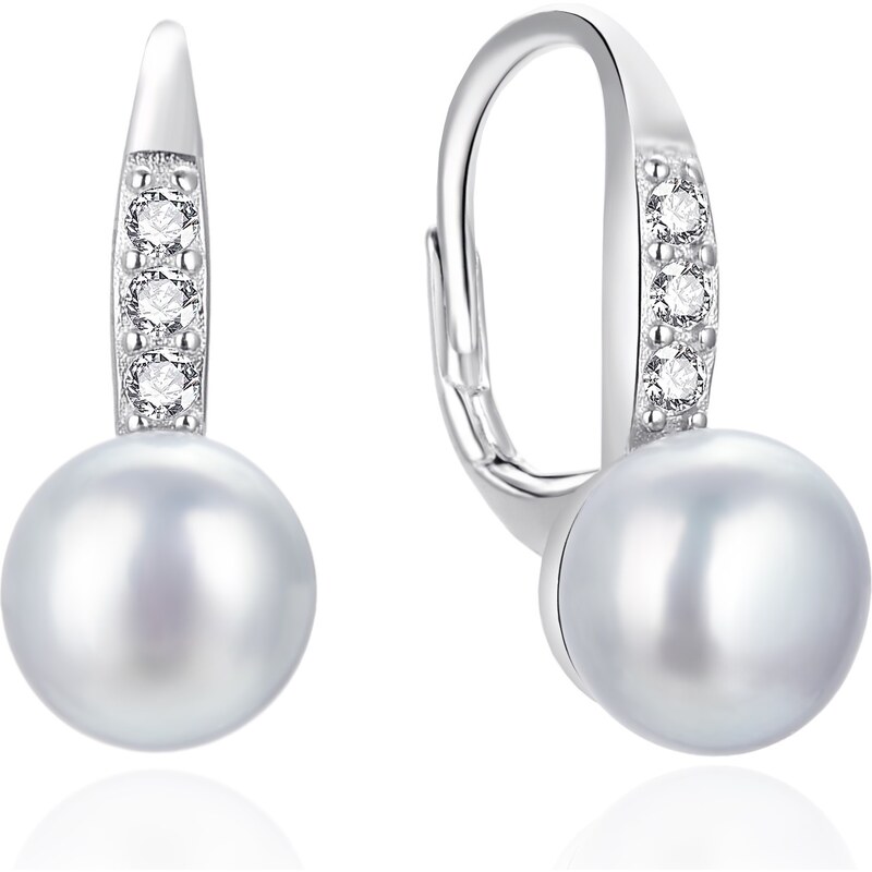 Agato Strieborné visiace náušnice s perlami a zirkónmi AGT-E093LW-P 66581864