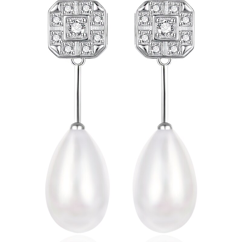 Agato Strieborné visiace náušnice so zirkónmi a perlou AGT-E095PW-P 66582218