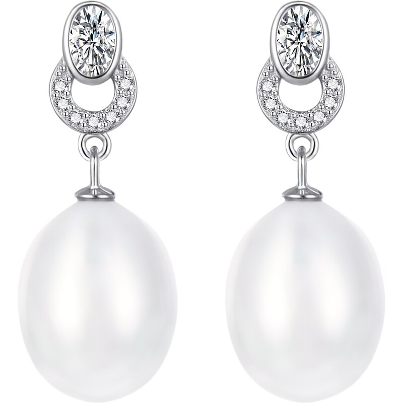 Agato Elegantné strieborné náušnice so zirkónmi a perlou AGT-E096PW-P 66593436