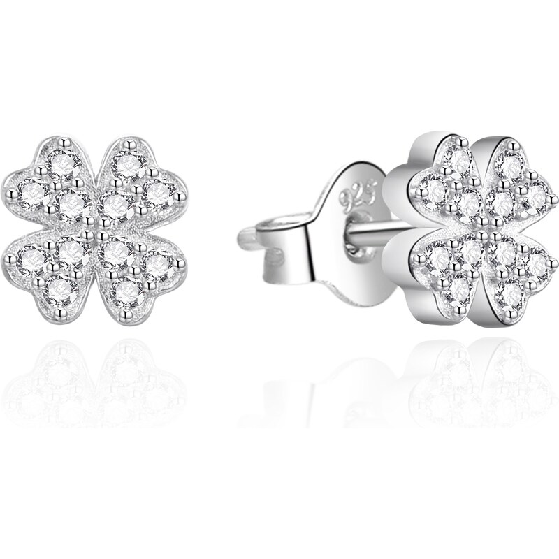 Agato Strieborné náušnice so zirkónmi Štvorlístok AGT-E098PW 66592811