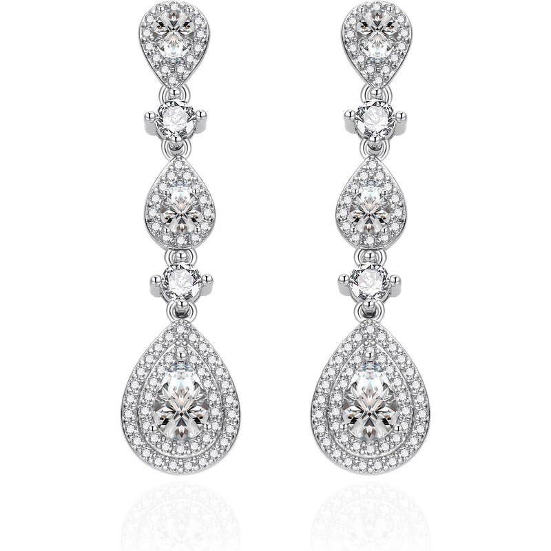 Agato Luxusné visiace náušnice s čírymi zirkónmi AGT-E142PW 66592524