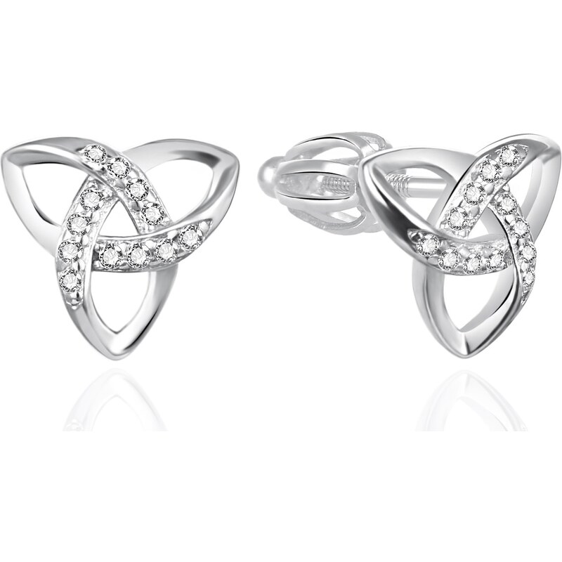 Agato Štýlové strieborné náušnice so zirkónmi Triquetra AGT-E117SW 66590060