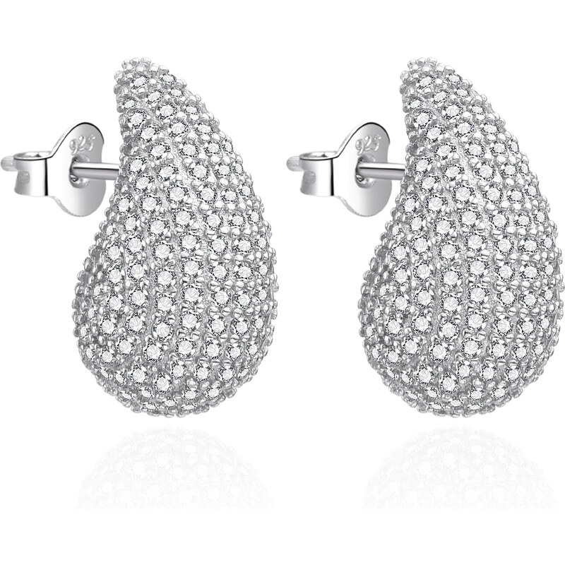 Agato Oslnivé strieborné náušnice so zirkónmi Tear Drop AGT-E147PW 66584021