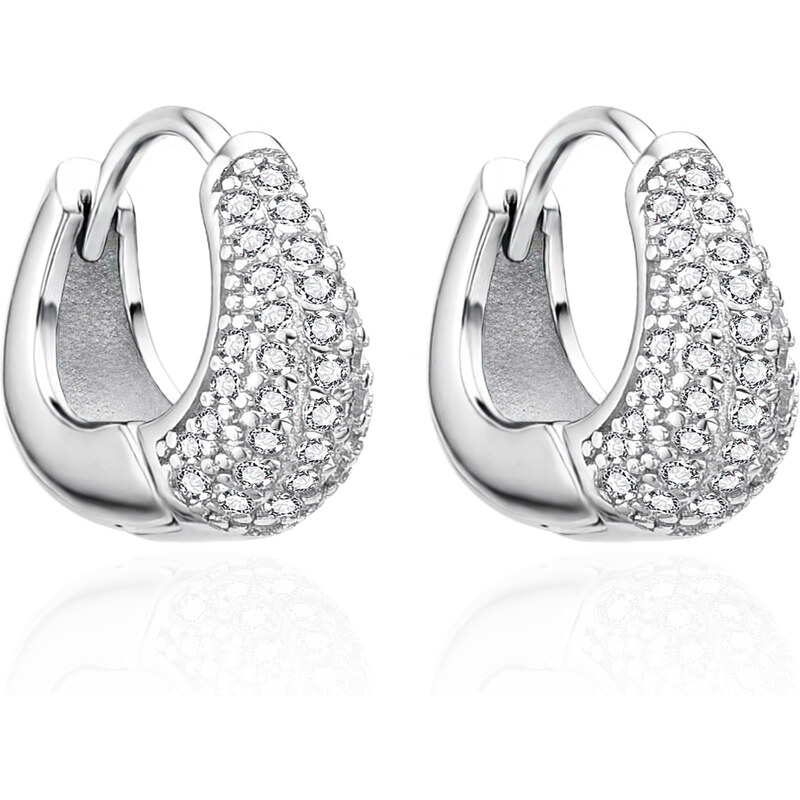 Agato Blyštivé strieborné náušnice so zirkónmi AGT-E158KW 66593814