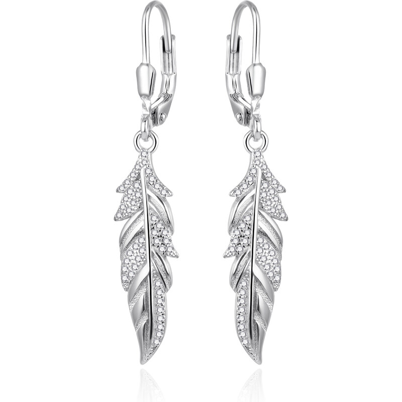 Agato Strieborné visiace náušnice Lístočky AGT-E107LW 66590075