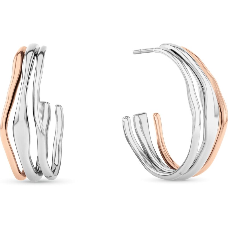 Calvin Klein Polkruhové bicolor náušnice z ocele CK Wavy 35000650 66592481