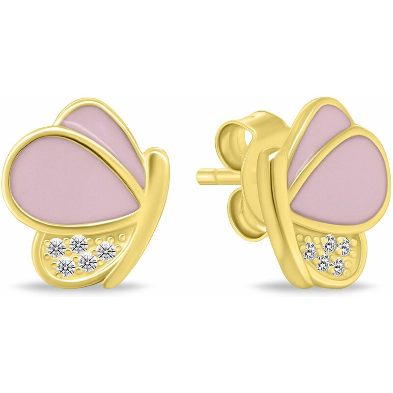 Brilio Silver Nežné pozlátené náušnice Motýliky so zirkónmi EA1079Y 66589067