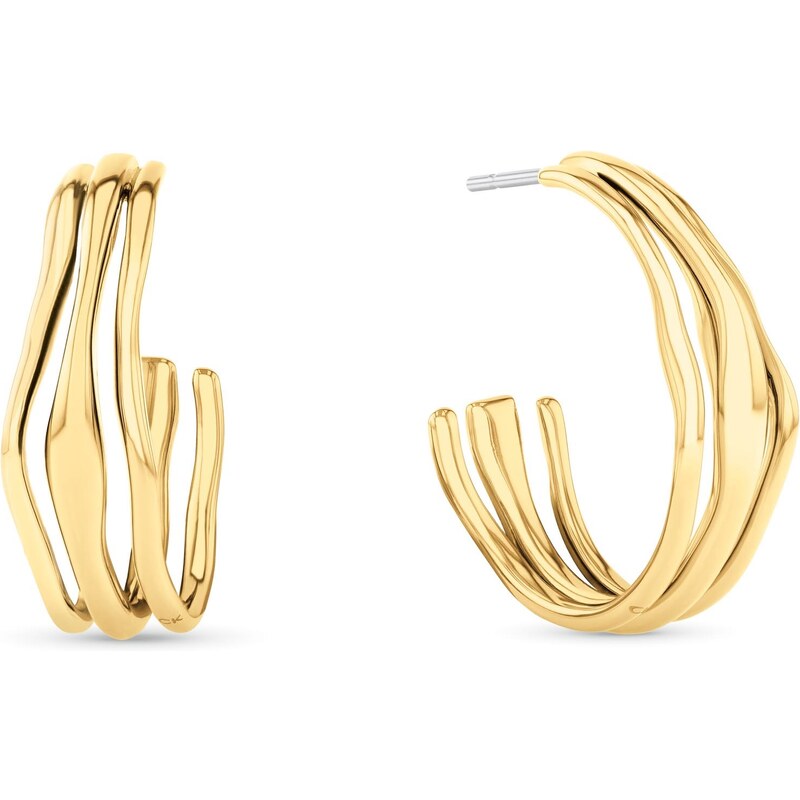 Calvin Klein Polkruhové pozlátené náušnice z ocele CK Wavy 35000721 66583635