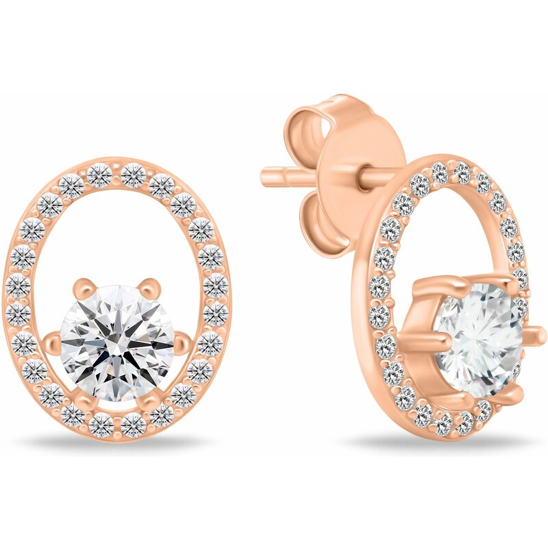 Brilio Silver Slušivé bronzové náušnice so zirkónmi EA1055R 66585212