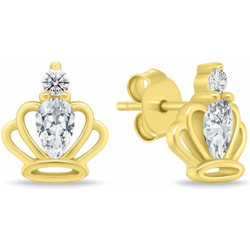 Brilio Silver Pozlátené náušnice Korunka so zirkónmi EA1056Y 66583604