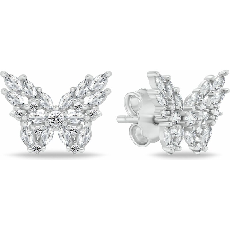 Brilio Silver Oslnivé strieborné náušnice Motýlik so zirkónmi EA1057W 66614635