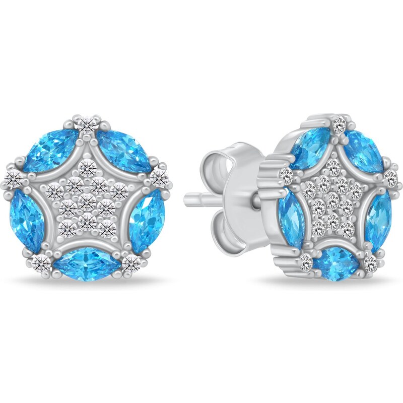 Brilio Silver Strieborné náušnice s modrými a čírymi zirkónmi 66584219