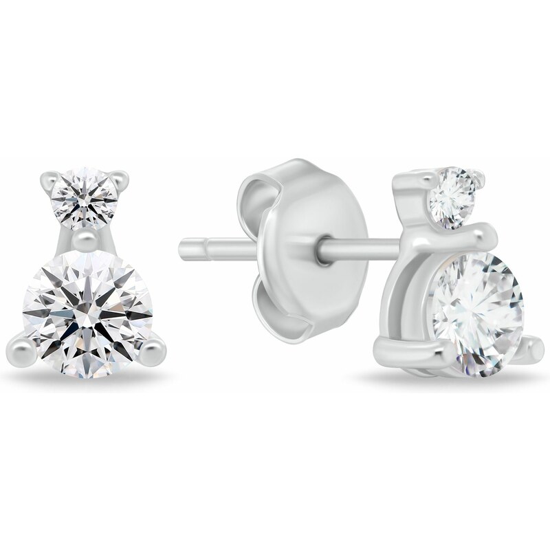 Brilio Silver Minimalistické strieborné náušnice so zirkónmi EA1175W 66588948