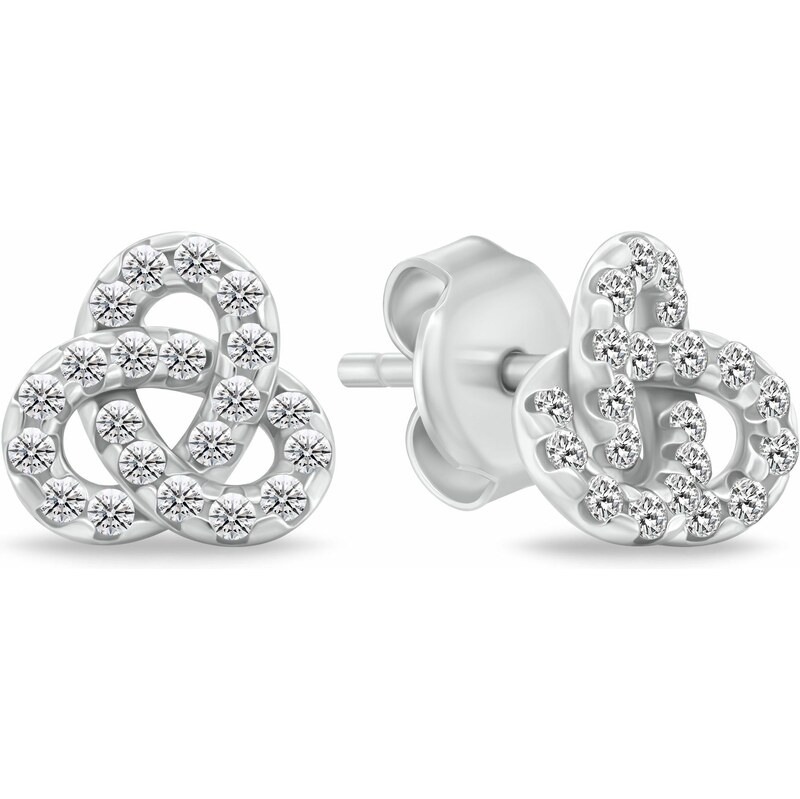 Brilio Silver Strieborné náušnice Triquetra s kubickými zirkónmi 66582526