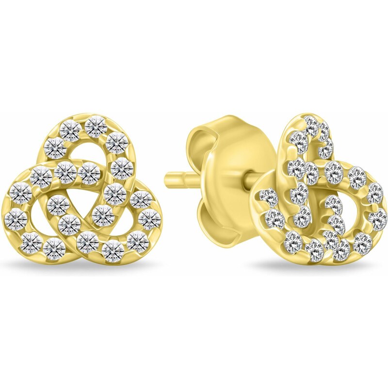 Brilio Silver Pozlátené náušnice Triquetra s kubickými zirkónmi 66583036