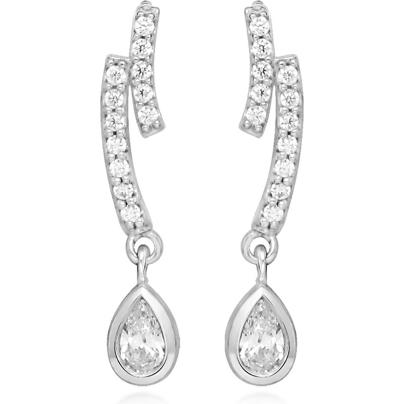 Silver Cat Oslnivé visiace náušnice s kubickými zirkónmi SC538 66587578