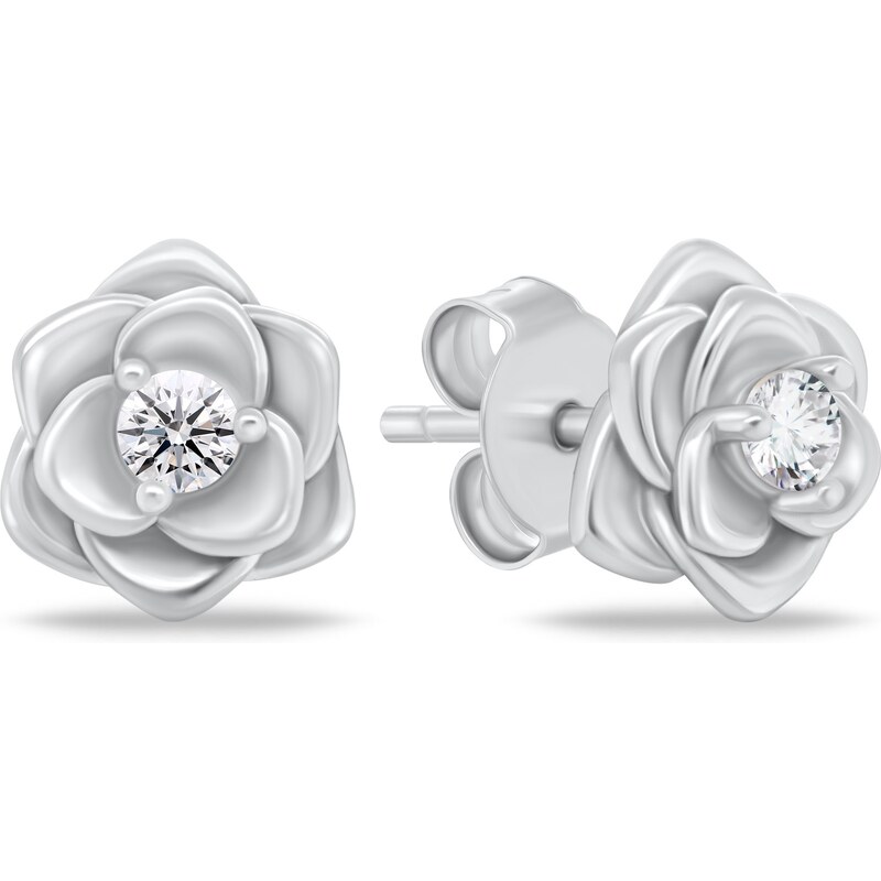 Brilio Silver Pôvabné strieborné náušnice Kvietky EA1131W 66591005