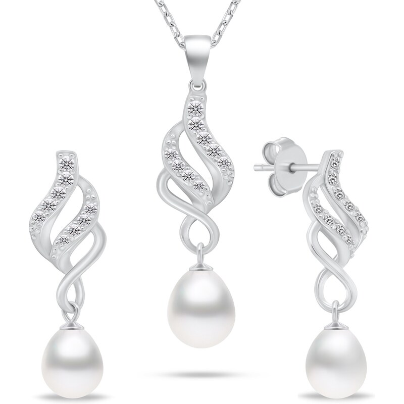 Brilio Silver Elegantný set šperkov so zirkónmi a perlami SET267W 66593857