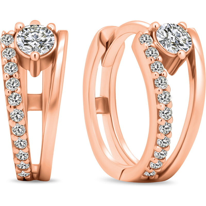 Brilio Silver Oslnivé kruhové bronzové náušnice so zirkónmi EA503R 66583551