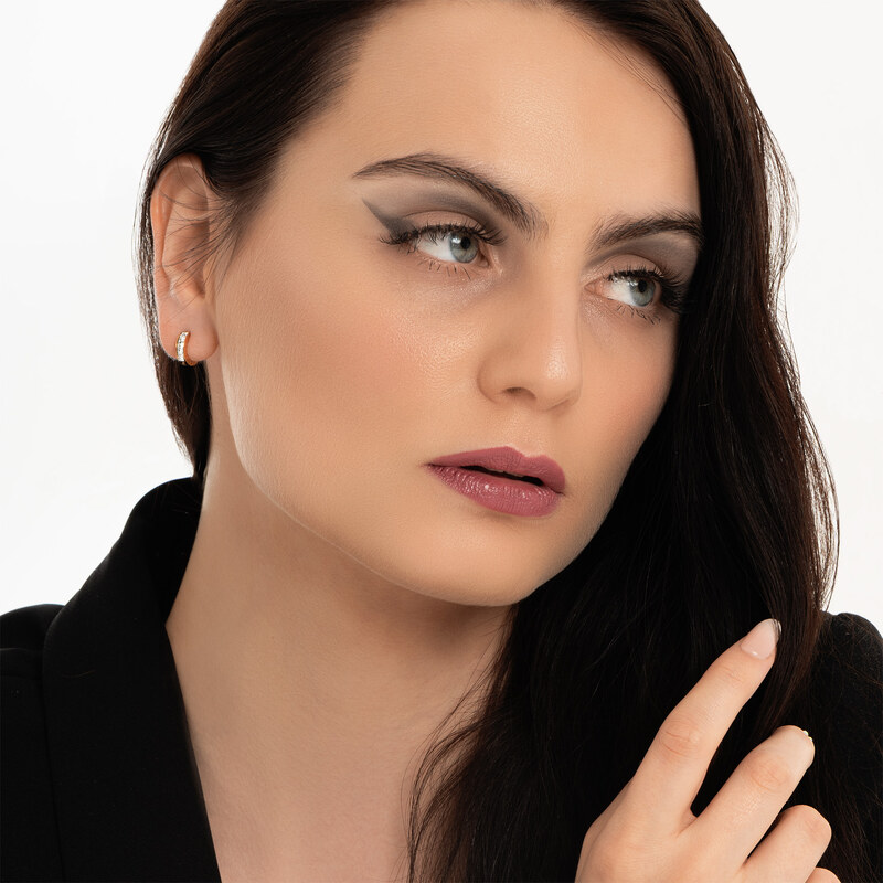 Guess Štýlové bronzové náušnice s kryštálmi Huggie Me JUBE03134JWRGT/U 66578263