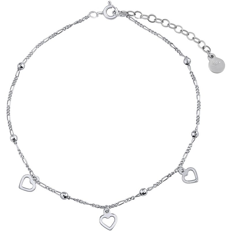 Silvego Strieborná retiazka na nohu Vanessa so srdiečkami a guličkami 66584613