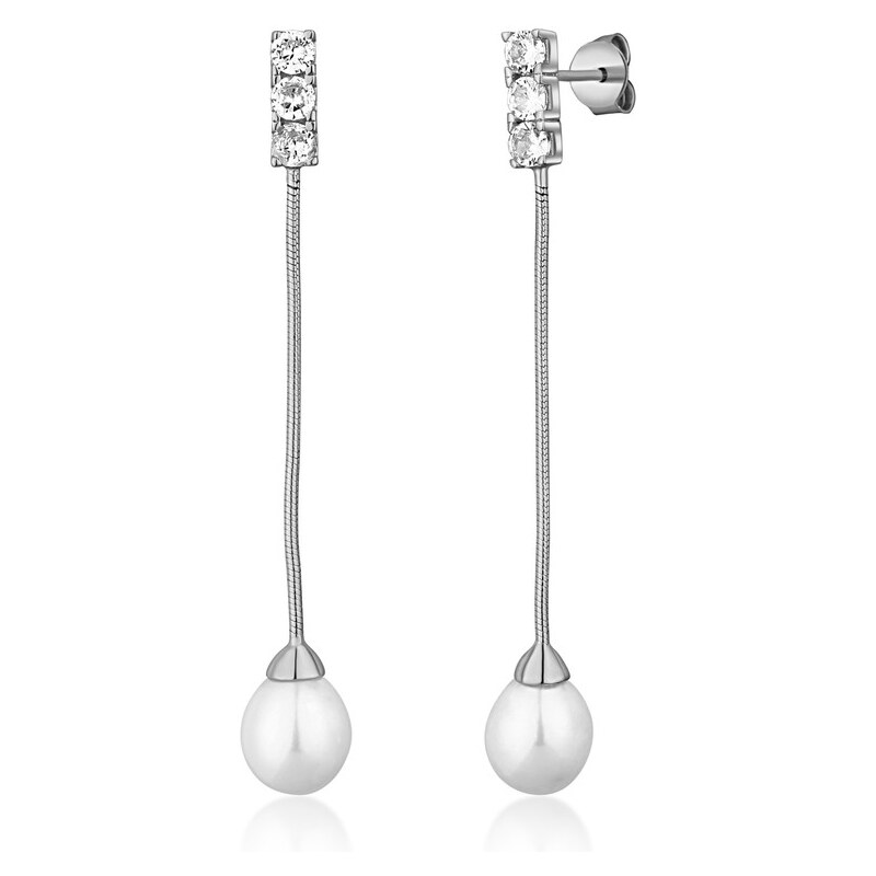 JVD Elegantné strieborné náušnice s riečnou perlou SVLE1581XD2P100 66582357