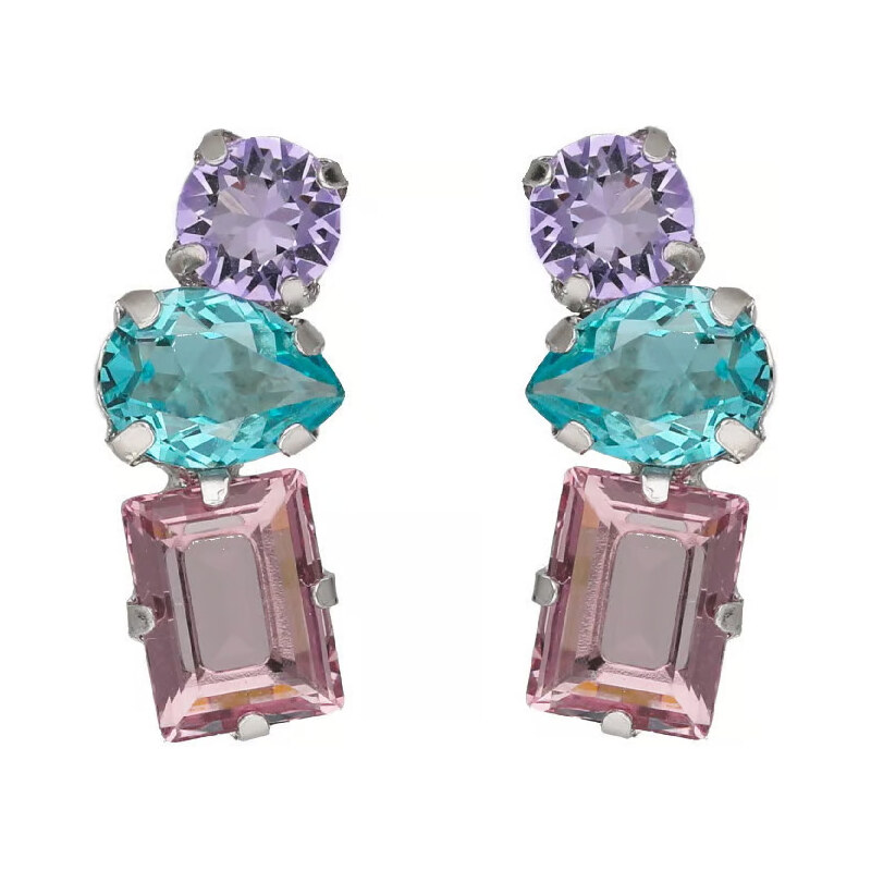 Victoria Cruz Očarujúce strieborné náušnice s farebnými kryštálmi Bay 66580013