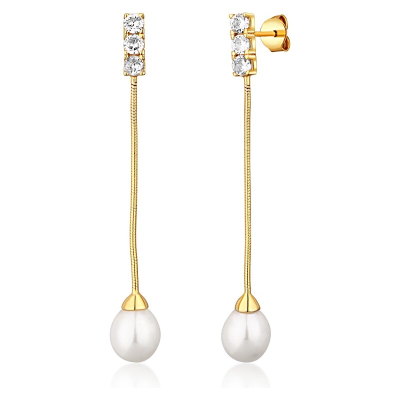 JVD Elegantné pozlátené náušnice s riečnou perlou SVLE1581XD2GP00 66591900