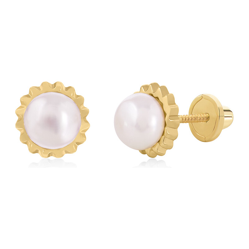 Brilio Elegantné náušnice zo žltého zlata s perlami 14/146.901/17P 66586759