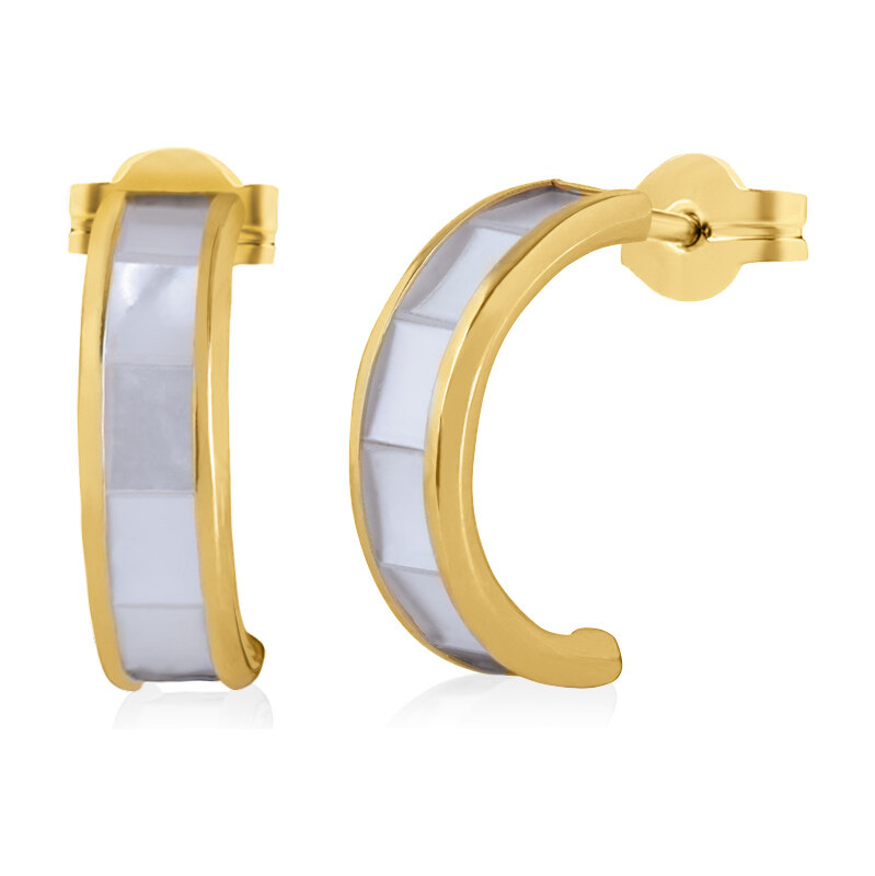 Brilio Pôvabné náušnice zo žltého zlata s perleťou 14/148.651/6NC 66582556