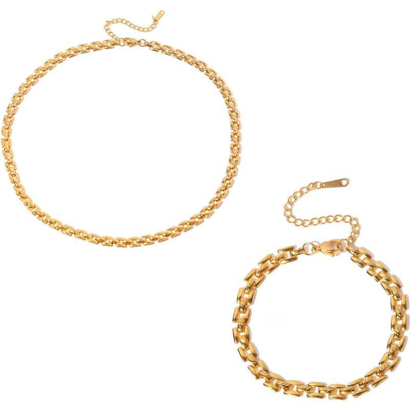 Troli Elegantná dámska sada pozlátených šperkov (náhrdelník, náramok) 66578274