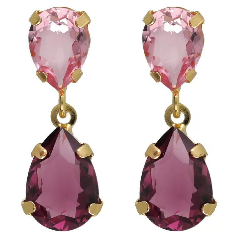 Victoria Cruz Elegantné visiace náušnice s ružovými kryštálmi Glory 66585704