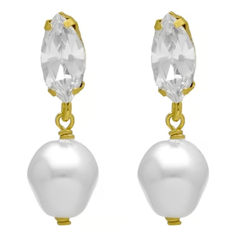 Victoria Cruz Trblietavé pozlátené náušnice s barokovou perlou Purpose 66584159