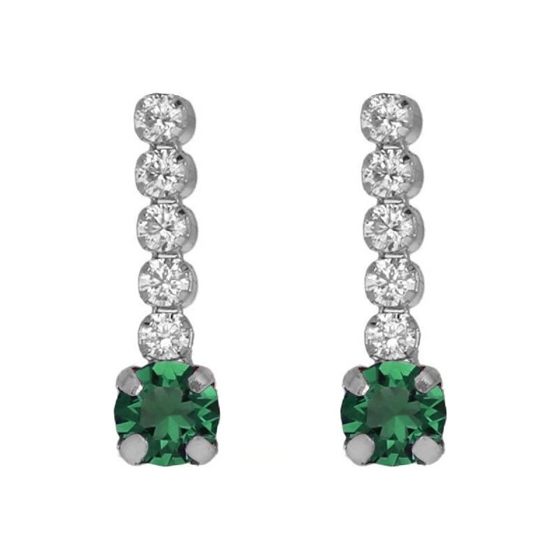 Victoria Cruz Trblietavé visiace náušnice so zeleným kryštálom Shine 66587804