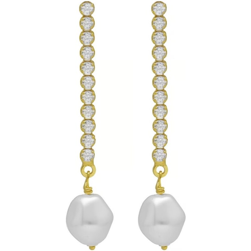 Victoria Cruz Luxusné visiace náušnice s kryštálmi a barokovou perlou 66578413