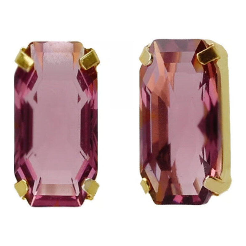 Victoria Cruz Elegantné pozlátené náušnice s vínovým kryštálom Inspire 66591945