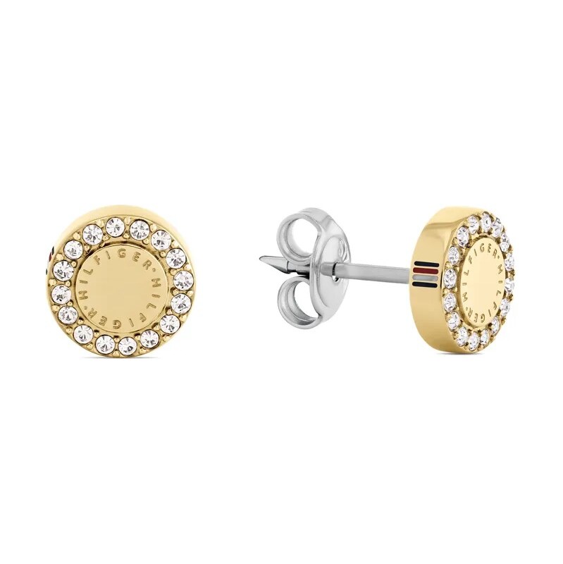 Tommy Hilfiger Pozlátené náušnice kôstky s kryštálmi 2780908 67018436