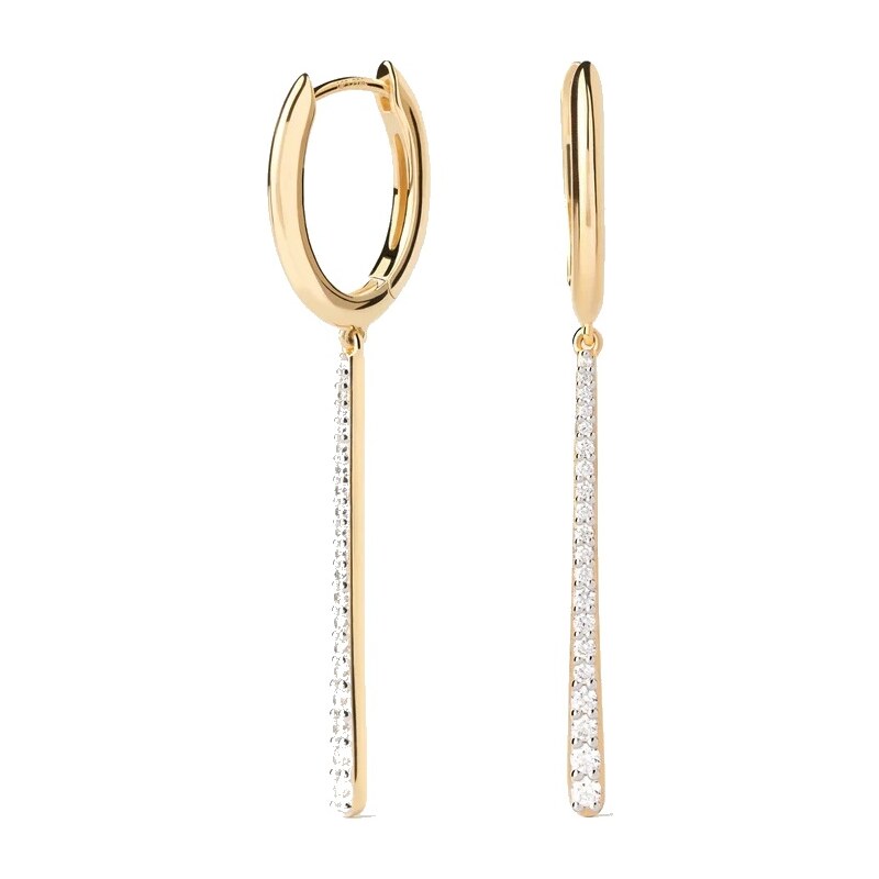 PDPAOLA Jemné pozlátené oválne náušnice Olga Hoops Essentials AR01-C88 66589278