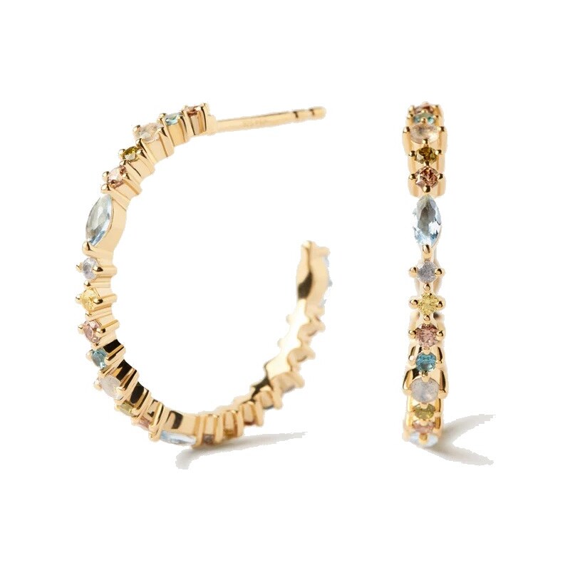 PDPAOLA Očarujúce pozlátené náušnice so zirkónmi Lotus Colors AR01-C78 66583163