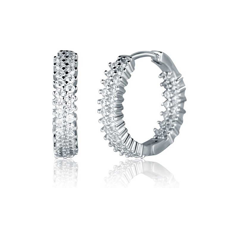 JVD Elegantné strieborné náušnice kruhy so zirkónmi SVLE2638X61BI00 66592781