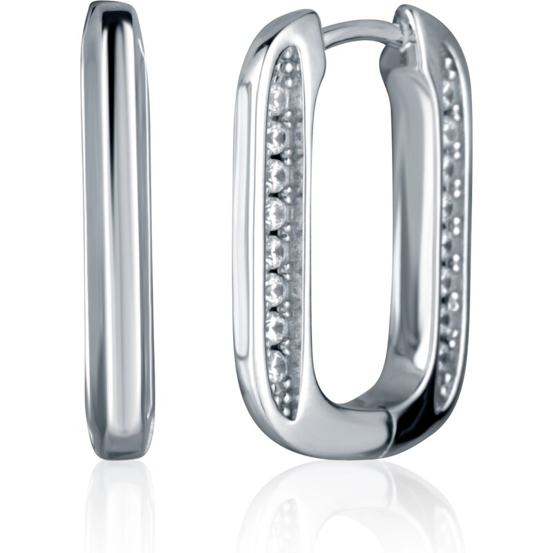 JVD Oválne strieborné náušnice so zirkónmi SVLE2410XJ4BI00 66591360