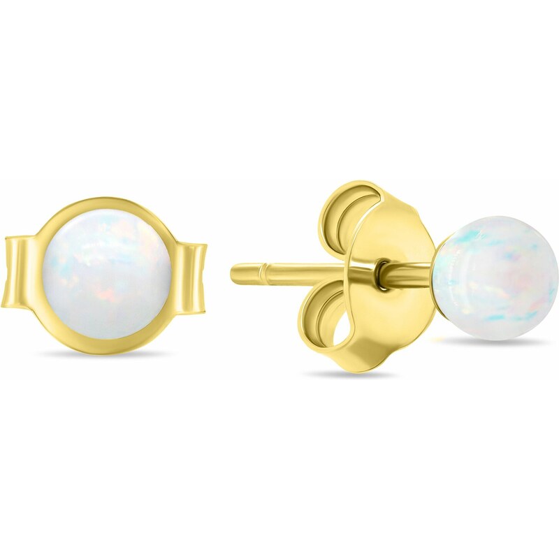 Brilio Silver Jemné pozlátené kôstky s bielymi syntetickými opálmi 66589275