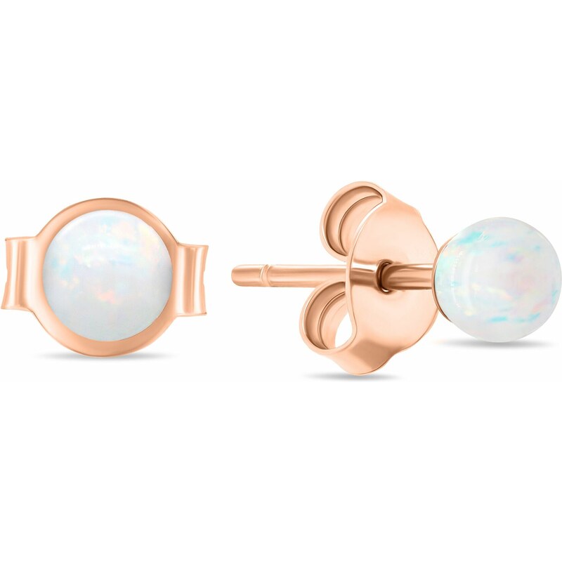 Brilio Silver Ružovo pozlátené kôstky s bielymi syntetickými opálmi 66724574