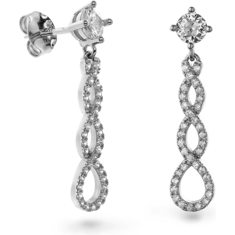 AGAIN Jewelry Blyštivé strieborné visiace náušnice s kubickými 66581573
