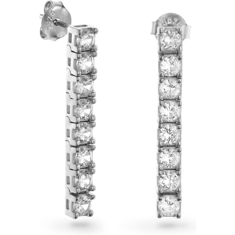 AGAIN Jewelry Elegantné strieborné visiace náušnice so zirkónmi 66592905