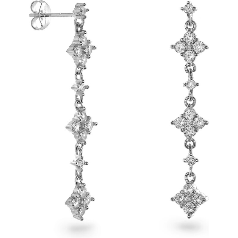 AGAIN Jewelry Prekrásne visiace strieborné náušnice s čírymi zirkónmi 66579287