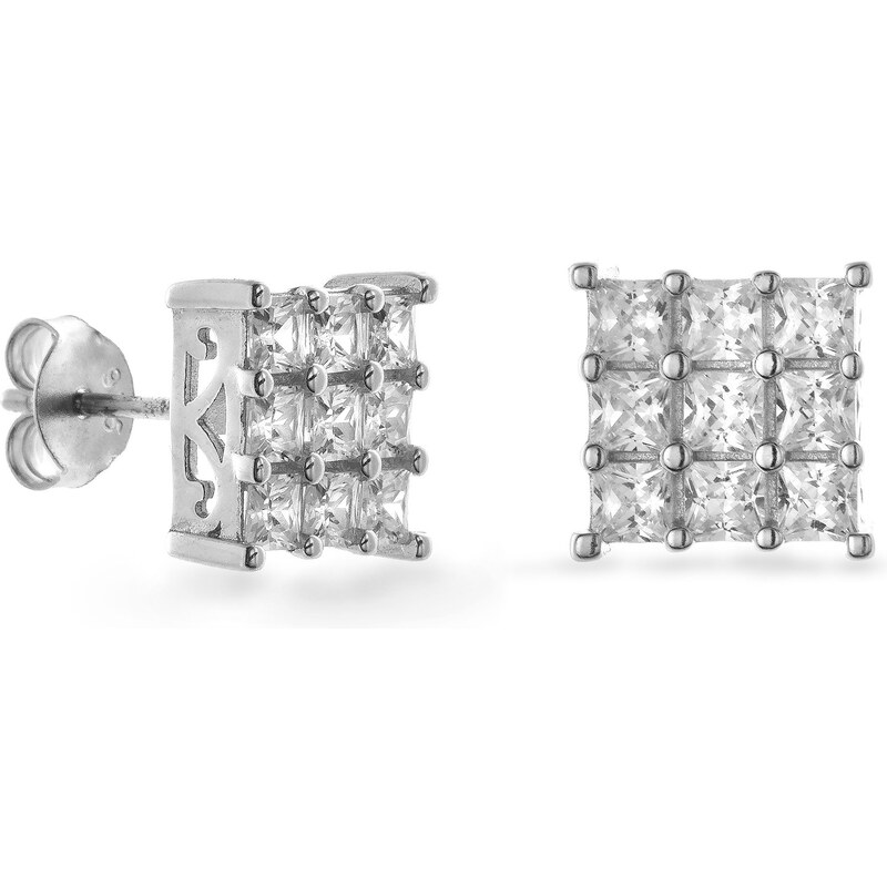 AGAIN Jewelry Strieborné štvorcové náušnice s kubickými zirkónmi 66584548