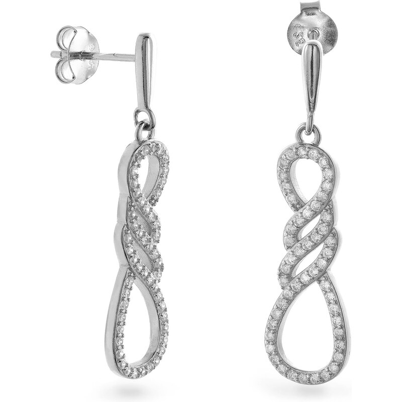 AGAIN Jewelry Fashion strieborné visiace náušnice s kubickými zirkónmi 66584938