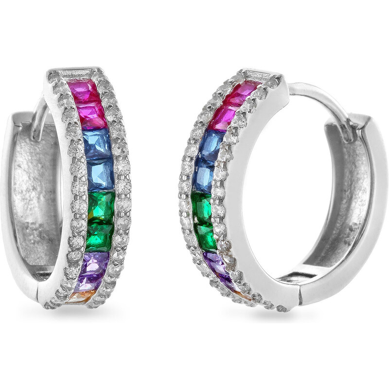 AGAIN Jewelry Strieborné kruhové náušnice s kubickými zirkónmi 66580862