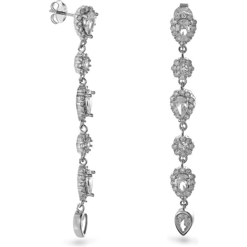 AGAIN Jewelry Luxusné dlhé náušnice s kubickými zirkónmi AJNS0057 66580081